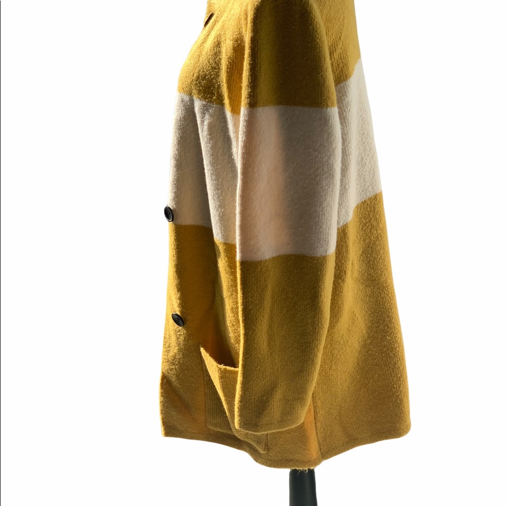 Womens Striped Yellow & Cream Button Cardigan Sweater - Picture 2 of 3